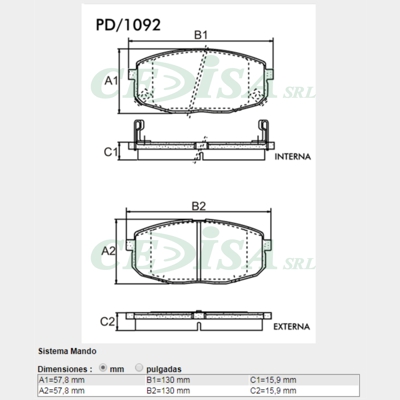 PASTILLA DE  FRENO DEL HYUNDAI I-30 09/... (2.0-16V-15,90MM)