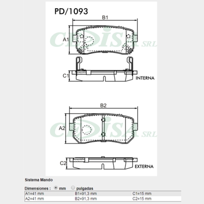 PASTILLA DE FRENO TRAS HYUNDAI I-30 09/... - KIA CERATO 09/... SPORTAGE 10/... (2.0-16V) - PRIDE 05/...