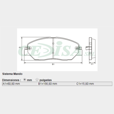 PASTILLA DE FRENO DEL HYUNDAI GENESIS 10/... (.08-V6)/SANTA FE 10/... (2.7-3.5-V5)