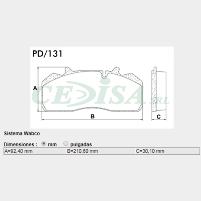 PASTILLA DE FRENO VOLVO VM-17 (4X2)(GARBAGE)/VM-23 03/... (6X2)/VM 210 03/... /VM 240/260