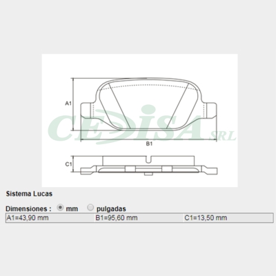 PASTILLA DE FRENO TRAS FIAT LINEA 09/... /PUNTO/MERCEDES CLASE A - ALFA ROMEO 147
