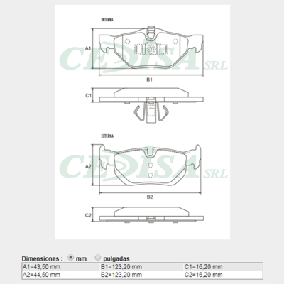 PASTILLA DE FRENO TRAS BMW SERIE 1 04/... /SERIE 3 05/... (16,2)