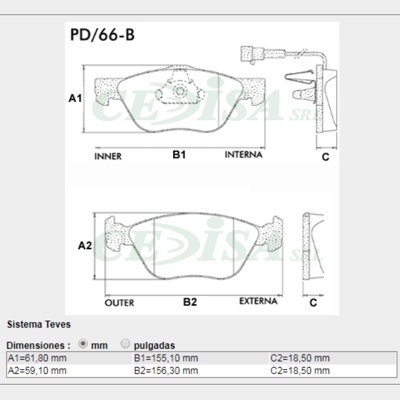 PASTILLA DE FRENO ALFA ROMEO 146/155 - FIAT MAREA