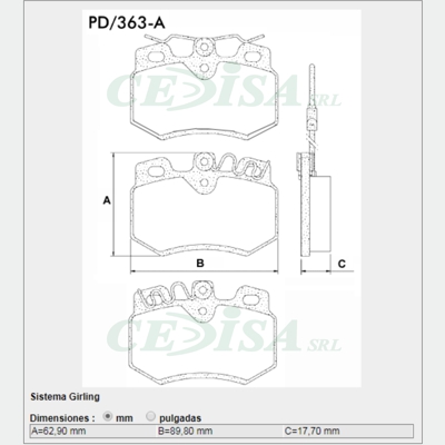 PASTILLA DE FRENO CITROEN/PEUGEOT
