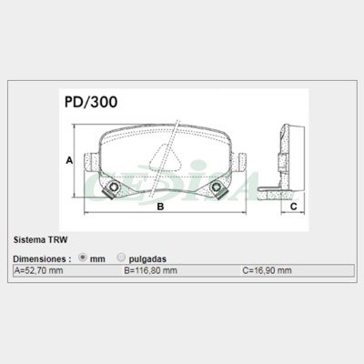 PASTILLA DE FRENO TRAS DODGE GRAND CARAVAN/JOURNEY
