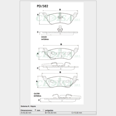 PASTILLA DE FRENO CHRYSLER VOYAGER 01/03 - CARAVAN