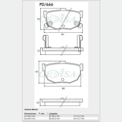 PASTILLA DE FRENO TRAS KIA CERATO 08/... (2.0)/SPECTRA 04/...