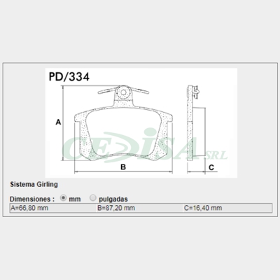 PASTILLA DE FRENO TRAS ALFA ROMEO 155 90/94  - 164 90/94  - 33 90/94