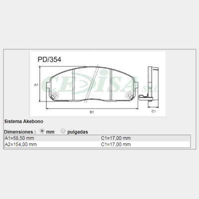 PASTILLA DE  FRENO DEL HYUNDAI HR 06/... (2.5) /H-100 06/... - KIA K2500 16/...