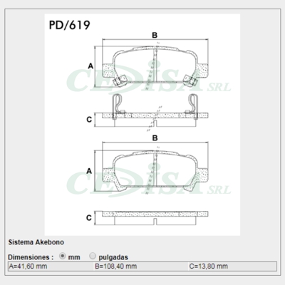 PASTILLA DE FRENO TRAS SUBARU FORESTER 97/02 - IMPREZA - LEGACY