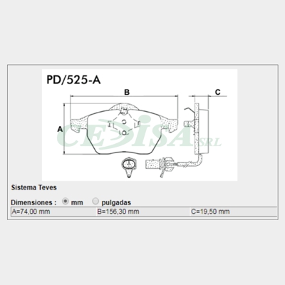 PASTILLA DE FRENO DEL AUDI A4/A6/VW GOLF IV/PASSAT/SHARAN (CON SENSOR)