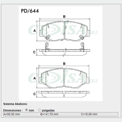PASTILLA DE FRENO DEL HONDA ACCORD/PILOT/CR-V 02/06