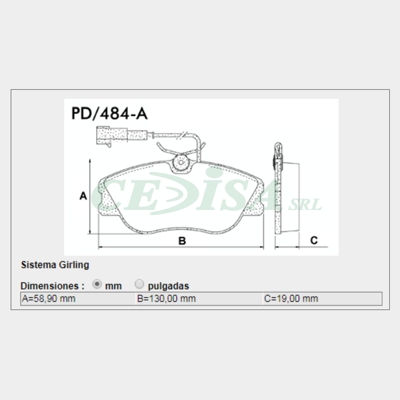 PASTILLA DE FRENO DEL ALFA ROMEO 155/FIAT TIPO 00/...