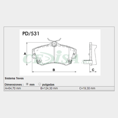 PASTILLA DE FRENO CHRYSLER/PT CRUISER 01/06 /NEON 05/...