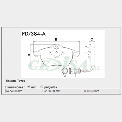 PASTILLA DE FRENO DEL VW PASSAT - AUDI A6 - QUATTRO CON SENSOR