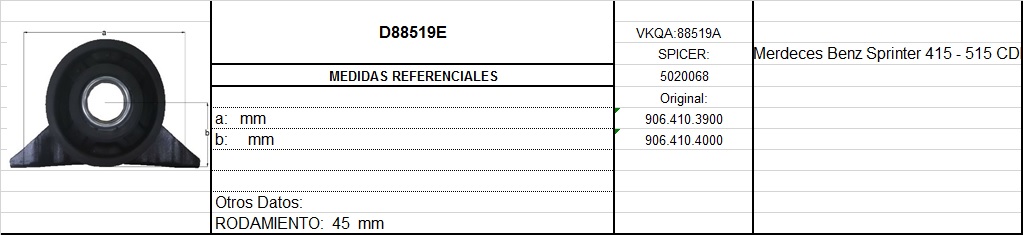 CENTRO CARDAN - MERCEDES BENZ SPRINTER 415 -515