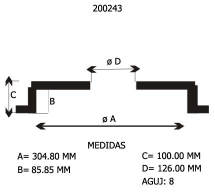 CAMPANA DE FRENO DEL. FORD F350/3500/400 305 mm (8 AGUJEROS)