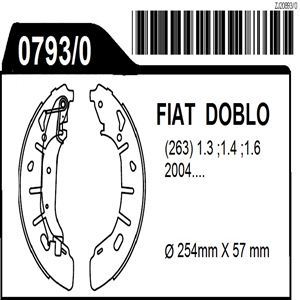 JGO. DE ZAPATAS - FIAT DOBLO 1.3/ 1.4 / 1.6 04/... - Ø 254MM X 57MM