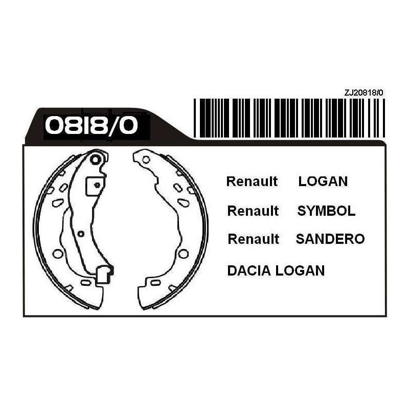 JGO. ZAPATAS RENAULT LOGAN/ SANDERO - SYMBOL - CLIO MIO 203X39 MM. - (FN-1156)