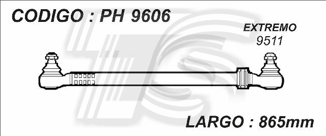 BARRA CORTA DE DIRECCIÓN  IVECO CAVALLINO 450E32 LARGO 826 ROSCA