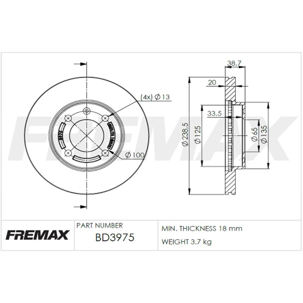 DISCO DE FRENO DEL GALAXY/GOL GTI/QUANTUM/POLO/SAVEIRO (VENTILADO)  ( 238.5 MM )