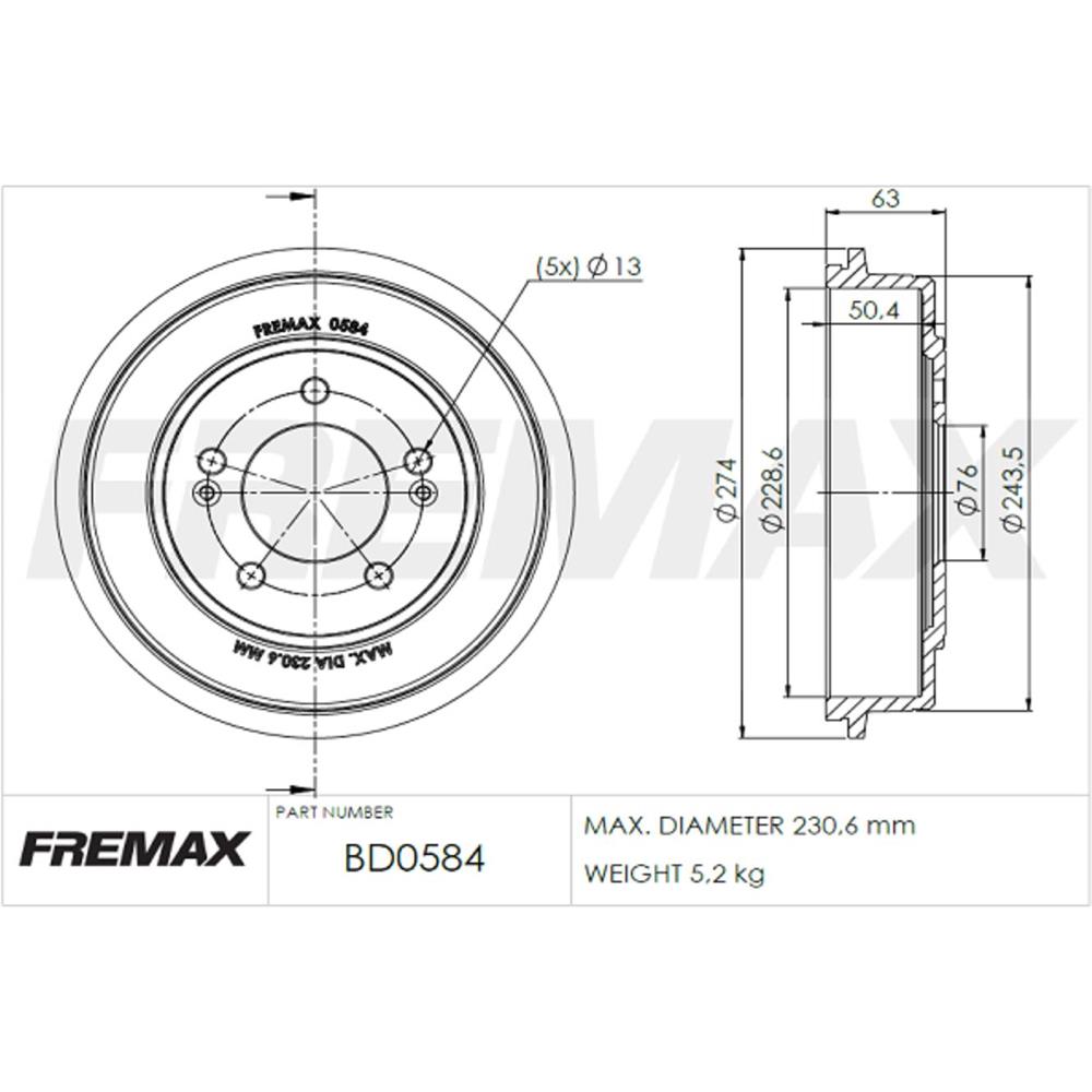 CAMPANA DE FRENO TRAS-  HYUNDAI CRETA 1.6 2.0 16V 17/