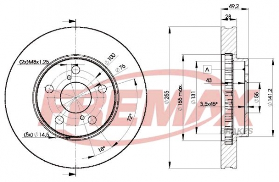 DISCO DE FRENO DEL TOYOTA CARINA (VENTILADO)   92/