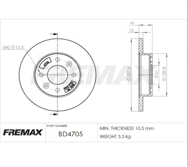 DISCO DE FRENO DEL RENAULT R11/R9 /CLIO (SOLIDO)