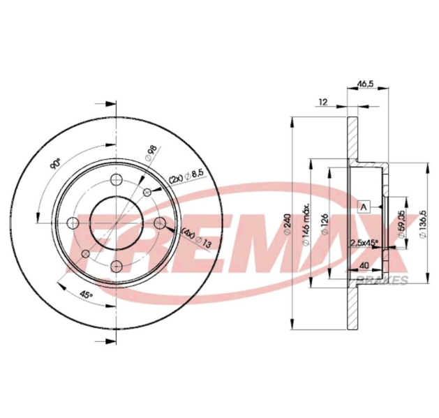 DISCO DE FRENO DEL FIAT DUNA/FIORINO/PALIO (1.5) /REGATA WEEKEND/SIENA (BASE)/UNO (SOLIDO)