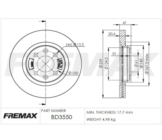 DISCO DE FRENO RENAULT R19 RT/CLIO/KANGOO/MEGANE-SYMBOL (D.260 MM)