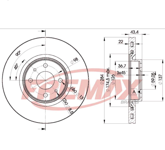 DISCO DE FRENO DEL.-  FIAT ARGO 1.8 -16V - CRONOS -STRADA 1.6 - 16V  MAREA -2.0  (VENTILADO)