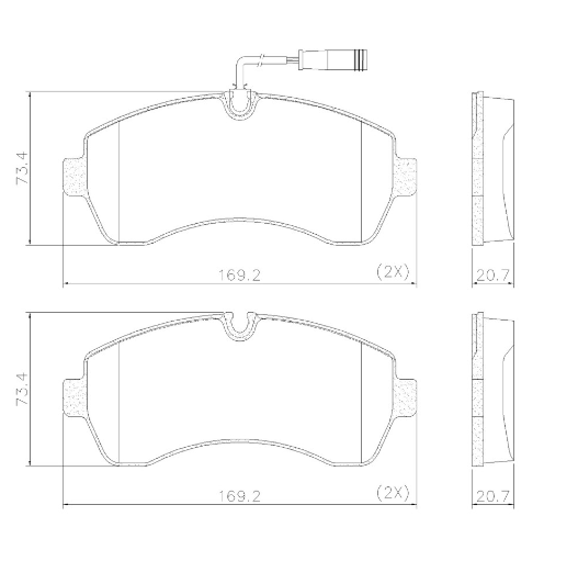 PASTILLA DE FRENO DEL MERCEDES BENZ SPRINTER 515 12/.../516 CDI/IVECO 49/12  (SIST. BREMBO)(CON SENSOR )