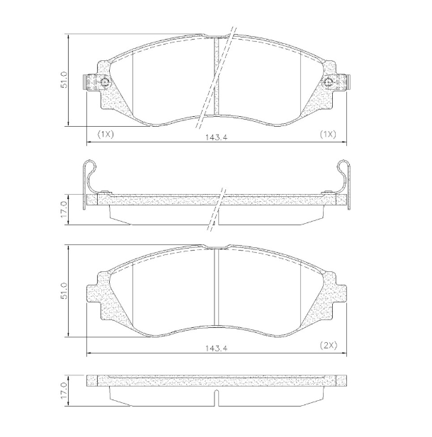 PASTILLA DE FRENO DAEWOO LANOS/CIELO/ESPERO/LEGANZA/NUBIRA/NEXIA/CHEVROLET OPTRA/AVEO (1.6l)(CON SENSOR)