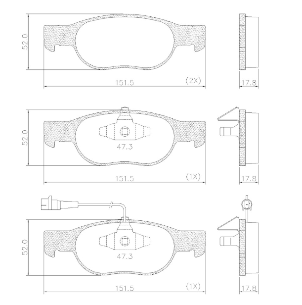 PASTILLA DE FRENO DEL FIAT BRAVA 95/... (1.9)/BRAVO 95/... (1.4/1.6/1.9)/MAREA (1.4/1.9)