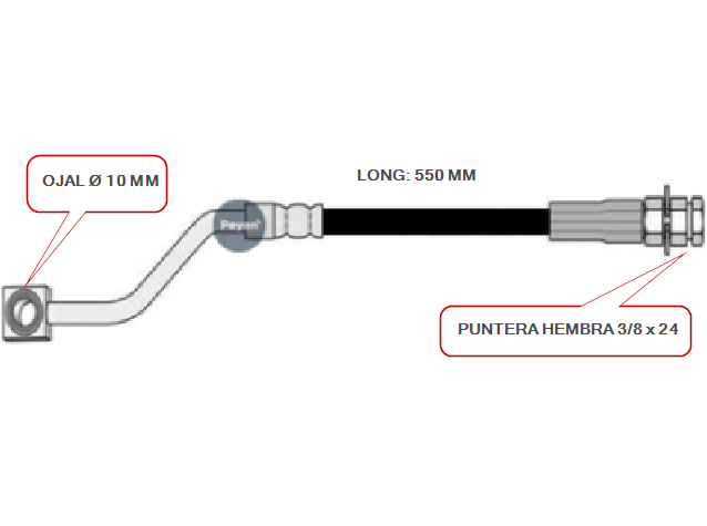 FLEXIBLE DE FRENO DELANTERO DERECHO  FORD F-100 DUTY 99/2010 (PEYEN 3086)