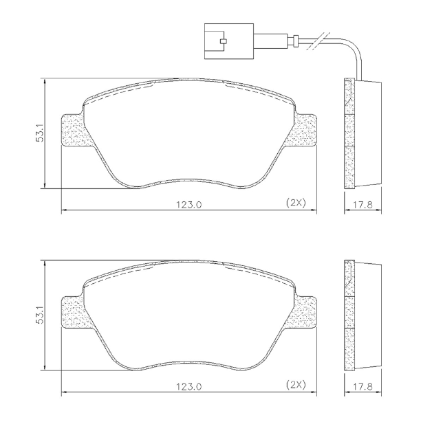 PASTILLA DE FRENO DEL FIAT STILO 02/... /IDEA 04/... /SIENA 02/... /QUBO