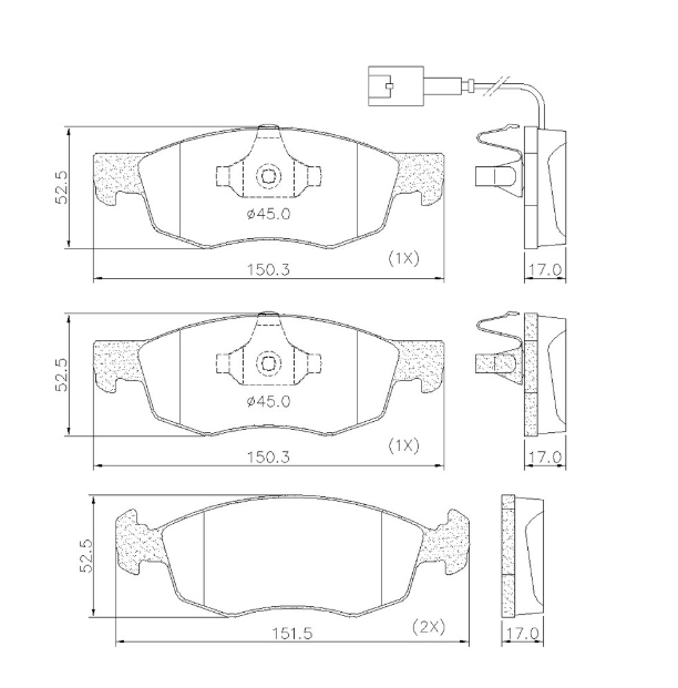 PASTILLA DE FRENO DEL FIAT SIENA/GRAND SIENA 12/... /PUNTO 12/... (1.4) /STRADA ADVENTURE 14/... /FIORINO 14/... (1.4)