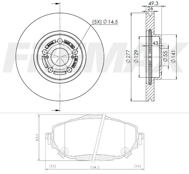 KIT DISCO PASTILLA DE FRENO - TOYOTA COROLLA 1.8 16v 14/19  - ( BD-5443X2 - PD/1480)