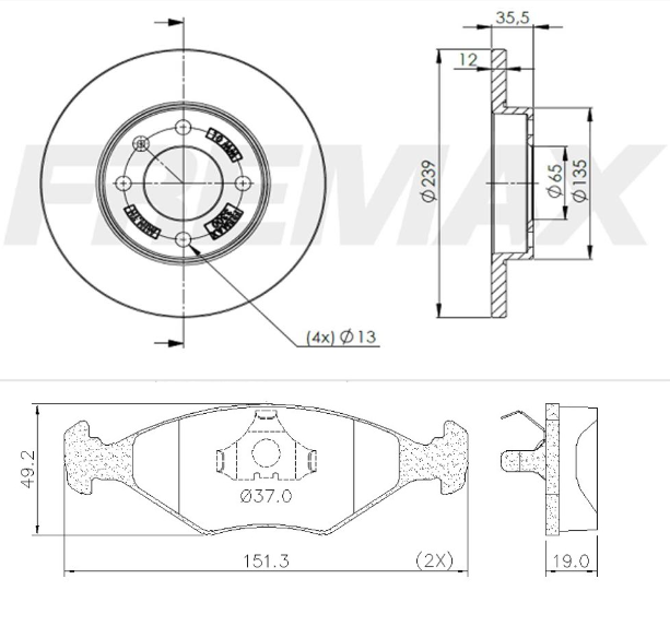 KIT  DISCO + PASTILLA DE FRENO -  VW GOL  (BD 3300 (X2)