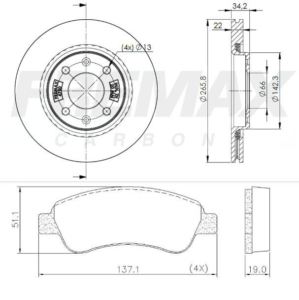 KIT  DISCO -PASTILLA DE FRENO - PEUGEOT 206/ 207/ 307/ CITROEN C4 / XSARA    ( BD 4750 (X2) - PD/505 )