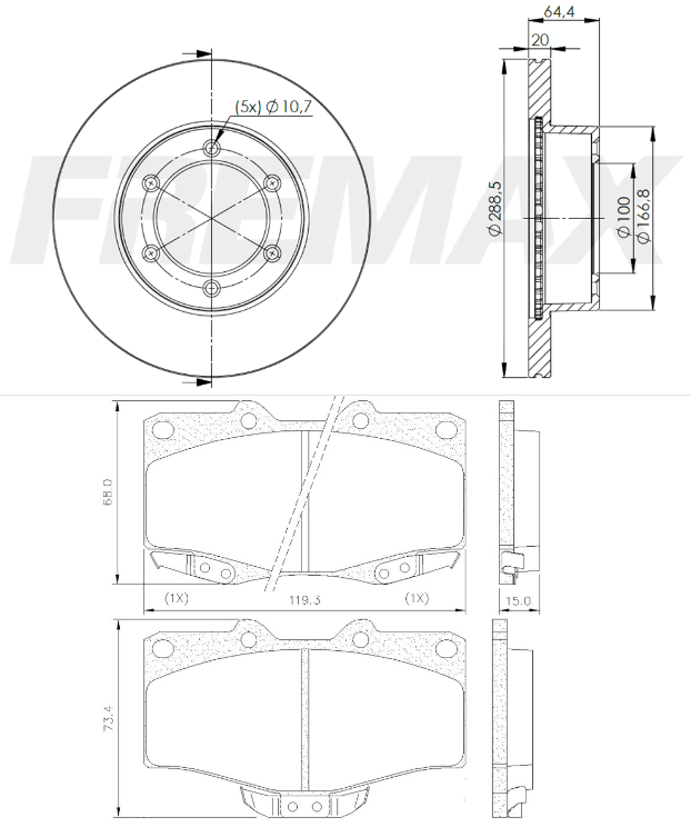 KIT  DISCO -PASTILLA DE FRENO - TOYOTA HILUX 4X4 - 4 RUNNER /05   ( BD 5190 (X2) - PD/115 )