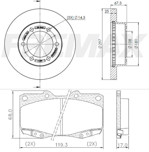 KIT  DISCO -PASTILLA DE FRENO- TOYOTA HILUX 3.0 05/..    ( BD 4211 (X2) - PD/527 )