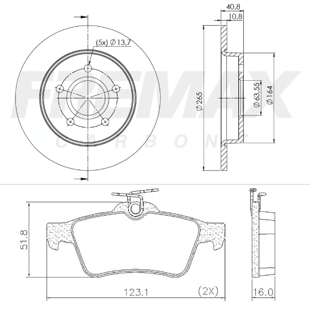 KIT  DISCO -PASTILLA DE FRENO - FORD FOCUS - VOLVO S40 - V50 - C30  ( BD 3965 (X2) - PD/796 )