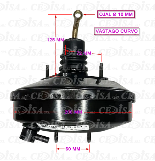 SERVO FRENO VASTAGO CURVO FIAT ELBA/FIORINO/DUNA/UNO