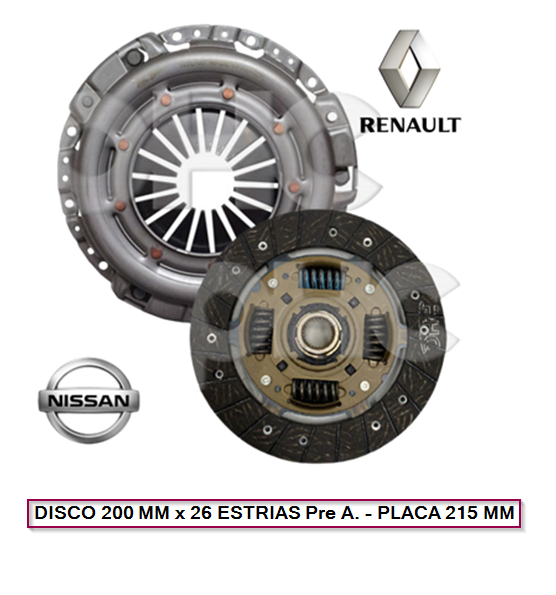 CONJUNTO DE EMBRAGUE NISSAN KICKS - VERSA - MARCH - NOTE 1.6 HR16DE  - RENAULT LOGAN - KANGOO Sce H4M 18/...