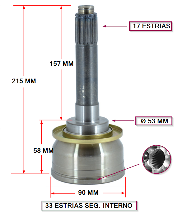 JUNTA HOMOC. TROOPER-RODEO-LUV 94/98 L/RUEDA ABS 94>98 17 33 SEGURO-I