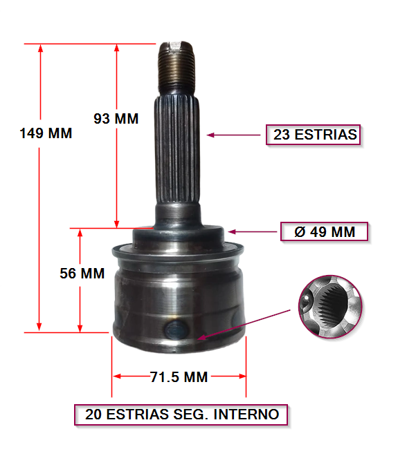 JUNTA HOMOC. SUZUKI ALTO L/RUEDA ABS NO E: 23 - I: 20 SEG. INTERNO
