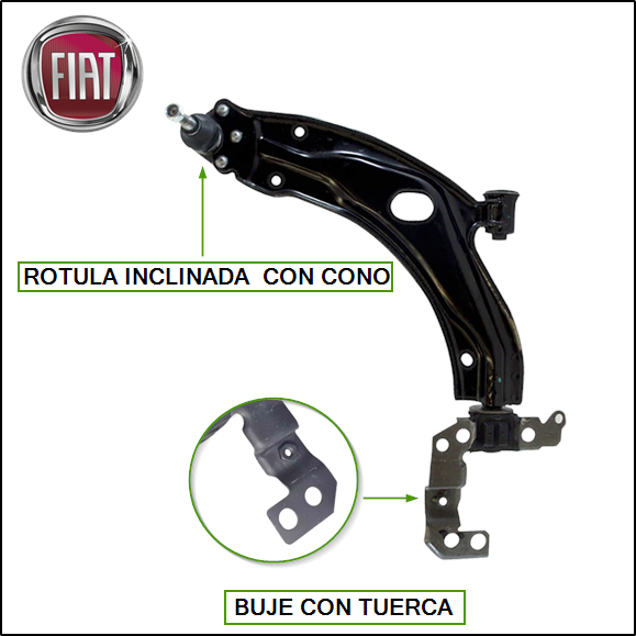 PARRILLA DE SUSPENSION IZQUIERDA FIAT PALIO SIENA FIRE WEEKEND (DIRECCION HIDRAULICA - CON ROTULA)