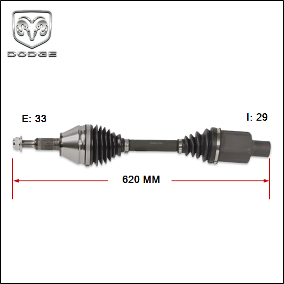 SEMIEJE DODGE RAM 1500 12/21 - E:33 - I: 29 - LARGO 620 MM