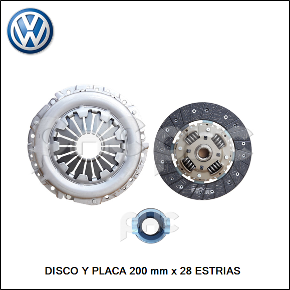 KIT DE EMBRAGUE - VOLKSWAGEN GOL POWER 1.4 11 ->D. 200 mm x 28 ESTRIAS - Placa 200 mm